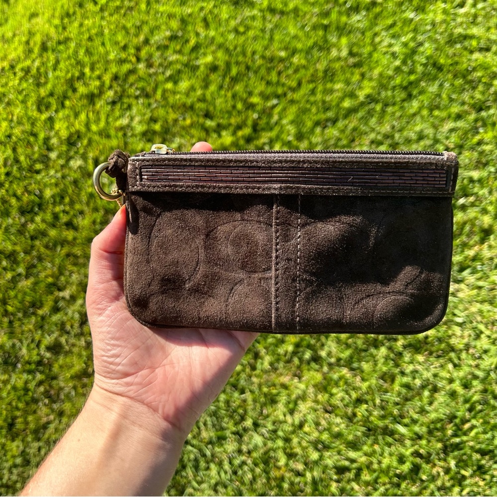 Suede Coach Wristlet